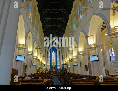 Singapore - Feb 11, 2018. Interno di Sant Andrea cattedrale in Singapore. La cattedrale è uno della famosa attrazione turistica di Singapore. Foto Stock