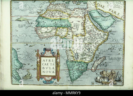 . Da Giacomo Gastaldi's wall-Mappa di Africa del 1564, in Abraham Ortelius, Theatrum Orbis Terrarum, edizione in lingua inglese come il teatro del mondo intero, Londra 1606 Africae Tabula Nova, 1570. 1606. Librerie di Bodleian, Africae Tabula Nova, 1570 Foto Stock