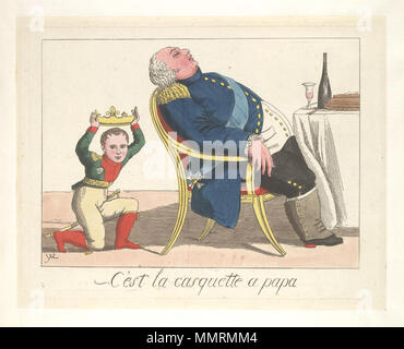 . Politica francese cartoon C'est la casquette un papa. Marzo 1815. Librerie di Bodleian, c'est la casquette un papa Foto Stock