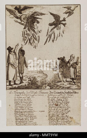 . Politico tedesco; cartoon con il testo sotto la foto (poesia bilingue, francese/tedesco). Data da Broadley.; Le Triomphe de l'Aigle Francais.. Giugno 1797. Librerie di Bodleian, Le Triomphe de l'Aigle Francais Foto Stock