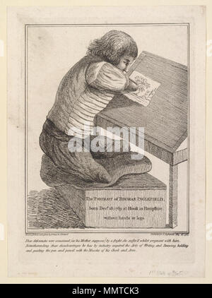 . Stampa di Thomas Inglefield; 1° membro della piastra; Ritratto di Thomas Inglefield, nato Decr. 18; 1769 a gancio in Hampshire senza mani o gambe Ritratto di Thomas Inglefield, nato Decr. 18; 1769 a gancio in Hampshire senza mani o le gambe. 28 maggio 1787. Librerie di Bodleian, Ritratto di Thomas Inglefield, nato Decr. 18; 1769 a gancio in Hampshire senza mani o le gambe Foto Stock