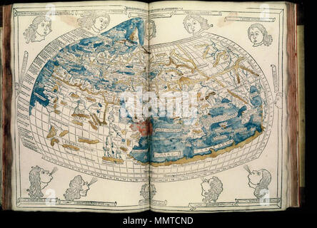 . La mappa del mondo da una traduzione latina di Maximus Planudes del ritardo del XIII secolo ritrovato manoscritti greci di Tolomeo 2nd-secolo di geografia. [Tolomeo, l'oikumene, o è noto al mondo.]. 1561-64. Tolomeo Bodleian biblioteche, Tolomeo, l'oikumene, o il mondo conosciuto Foto Stock