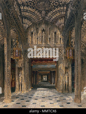 . Inglese: una vista del Conservatorio al Carlton House di Londra l'acquatinta incisione di questa immagine è stata pubblicata come piastra 100 di W.H. Pyne (1819), la storia delle Residenze Reali il Conservatorio, guardando verso la sala da pranzo, Carlton House.. circa 1819. Carlton House, Conservatorio, da Charles Wild, 1819 - royal coll 922192 257104 ORI 0 Foto Stock