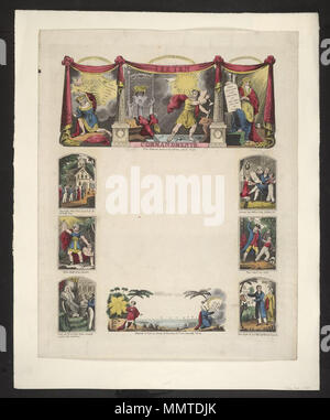 . La scrittura di vuoto dal titolo i dieci comandamenti; non avrai altri dèi di fronte a me (1a). Esodo Ch. XX. Ver 3?; tu non devi fare per te alcuna immagine scolpita, né la somiglianza di qualsiasi cosa che è in cielo &c. &C. (2a); non prenderai il nome del Signore Dio tuo invano (3a); ricordati che devi mantenere il santo Sabbath-Day. Per sei giorni farai il lavoro & c. (4a); Onora tuo padre e tua madre affinché i tuoi giorni siano lunghi sulla terra che il Signore tuo Dio dà a te (5a); non farai alcun omicidio (6a); non commettere adulterio (7a); non rubare (8a); Tu dovrà Foto Stock