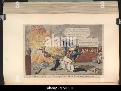 . La satira sulla guerra peninsulare. (Politico britannico cartoon); una satira su Giuseppe Bonaparte del ritiro da Madrid. Il forno a fuoco, o: Boneys ultimo lotto entirly viziati!!!. Il 24 agosto 1808. Librerie di Bodleian, forno a fuoco, o- Boneys ultimo lotto entirly rovinato Foto Stock