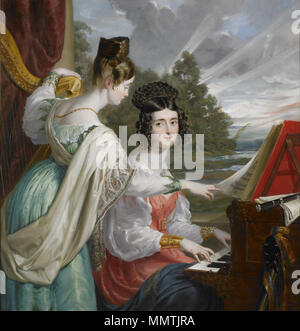 . L'on. Charlotte Stuart (1817-1861) (più tardi la contessa Canning), seduto al pianoforte, e l'on. Louisa Stuart (1818-1891) (più tardi della Marchesa di Waterford), Figlie di Charles Stuart, primo Baron Stuart de Rothesay, diplomatico inglese (1779-1845) ritratto dell'on. Charlotte Stuart (1817-1861) e l'on. Louisa Stuart (1818-1891). 1830. L'on. Charlotte Stuart e l'on. Louisa Stuart, 1830 da George Hayter Foto Stock