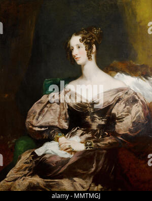 . Lady Harriet Georgiana Brudenell (1799-1836), figlia di Robert Brudenell, 6° Conte di Cardigan e Lady Penelope Anne Cooke. Sposato Richard William Penn Curzon-Howe, secondo il visconte Curzon (successivamente primo Earl Howe) nel 1820. Ritratto di Harriet Brudenell, Contessa Howe (1799-1836). 1834. Sarah Margaret Carpenter Ritratto di Harriet Contessa Howe Foto Stock