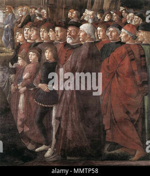 . Inglese: chiamata degli apostoli (dettaglio) . 1481. GHIRLANDAIO, Domenico (b. 1449, Firenze, d. 1494, Firenze) chiamata degli apostoli (dettaglio) GHIRLANDAIO, Domenico 1481 Foto Stock