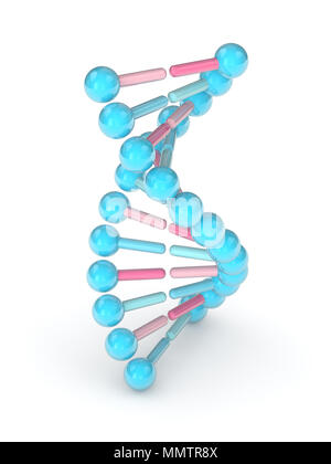 3D render della catena di DNA isolato su sfondo bianco Foto Stock