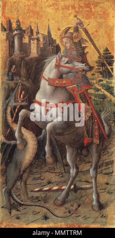. Carlo Crivelli, San Giorgio che uccide il drago, 90x46 cm, Boston, Isabella Stewart Gardner Museum di San Giorgio che uccide il drago. 1470. vedere il nome o la categoria Carlo Crivelli, San Giorgio che uccide il drago, 90x46 cm, Boston, Isabella Stewart Gardner Museum Foto Stock