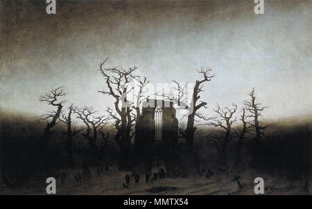 Tedesco: Abtei im Eichwald Abbey tra alberi di quercia. Tra il 1809 e il 1810. Caspar David Friedrich - Abbazia nel Oakwood - WGA08240 Foto Stock