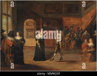Un elegante azienda ballare e fare musica in un interno. Tra il 1630 e il 1651. Christoffel Jacobsz. van der Laemen (Attr) - Un elegante azienda ballare e fare musica in un interno Foto Stock