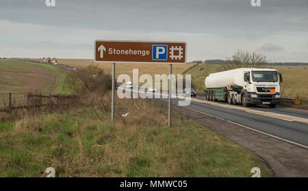 A303 Stonehenge dove un tunnel dovrebbe essere costruita per proteggere la terra intorno al sito herritage 17/02/17 Foto Stock