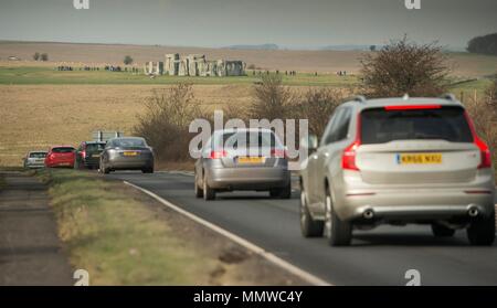 A303 Stonehenge dove un tunnel dovrebbe essere costruita per proteggere la terra intorno al sito herritage 17/02/17 Foto Stock