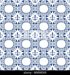 Fleur de Lis seamless disegno vettoriale. Fleur de Lis coperchio di piastrella o stile di Damasco lo sfondo di lusso. Illustrazione Vettoriale