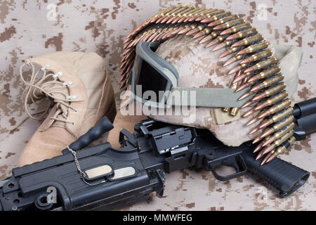 Marines americani il concetto di sfondo con la mitragliatrice Foto Stock