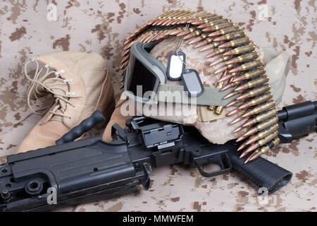 Marines americani il concetto di sfondo con la mitragliatrice Foto Stock