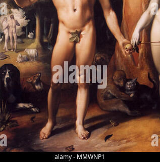 La caduta dell uomo (dettaglio). 1592. Cornelis Cornelisz. van Haarlem - La caduta dell uomo (dettaglio) - WGA05251 Foto Stock