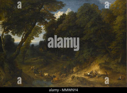 Bordo di foresta con logger. Tra il 1670 e il 1727. Cornelis Huysmans - bordo di foresta con logger Foto Stock