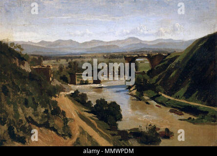 Francese: Pont de Narni il ponte di Narni. 1825. Jean-Baptiste-Camille Corot - Il Ponte di Narni - WGA05278 Foto Stock