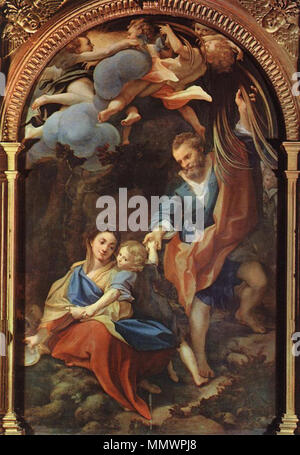 Madonna della scodella. Tra il 1525 e il 1530. Correggio - Madonna della scodella - WGA05337 Foto Stock