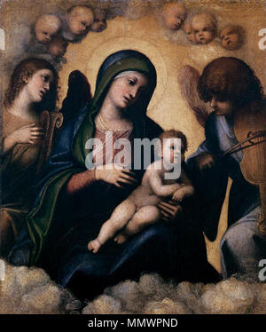 Inglese: Madonna col Bambino in gloria . circa 1510. Correggio, Madonna in gloria, uffizi Foto Stock