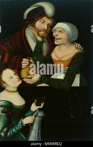 . Inglese: XVI secolo dipinto da Lucas Cranach il Vecchio, stimato a 40 milioni di dollari, tornato a Tbilisi il Museo di Belle Arti nel 2004, dieci anni dopo essere stato rubato. . 1548. Il Procuress da Lucas Cranach il Vecchio, Tbilisi Museo delle Belle Arti Foto Stock