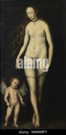 Circa 1600 o successiva copia dopo Lucas Cranach il Vecchio Lucas Cranach d.Ä. - La venere mit Amor (Niedersächsisches Landesmuseum) Foto Stock