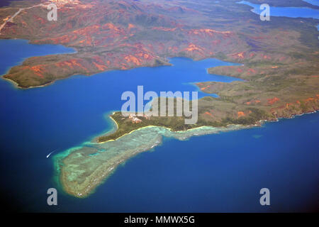 Vista aerea del cappuccio N'Dua Riserva Naturale a Prony Bay, Nuova Caledonia, Sud Pacifico Foto Stock