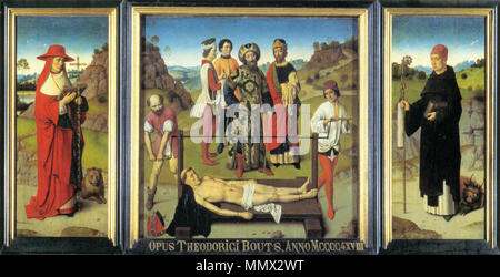 Il Martirio di San Erasmo (trittico). circa 1458. Combattimenti Dieric - Martirio di St Erasmus (trittico) - WGA02983 Foto Stock
