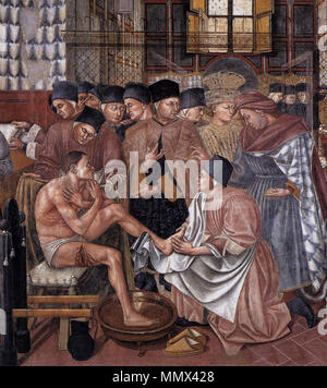 . Dettaglio della cura dei malati. Tra il 1441 e il 1442. Domenico di Bartolo - Cura dei Malati (dettaglio) - WGA06419 Foto Stock