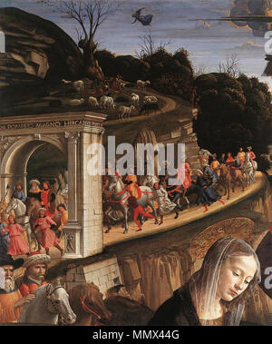 L Adorazione dei pastori (dettaglio). tra il 1483 e il 1485. Domenico Ghirlandaio - Adorazione dei pastori (dettaglio) - WGA08822 Foto Stock