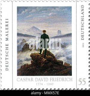 . Deutsch: Serie 'Deutsche Malerei', Caspar David Friedrich: 'Der Wanderer über dem Nebelmeer' Wanderer sopra il mare di nebbia. Il 3 gennaio 2011. DPAG 2011 55 Caspar David Friedrich Foto Stock