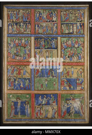 Inglese: Eadwine salterio : foglie staccate dal ciclo introduttiva, il retro, le scene del Nuovo Testamento. Français : Psautier d'Eadwine : feuillet détaché des miniatures de la préface, il retro : scènes du Nouveau testamento. circa 1150. Salterio Eadwine - V&amp;una foglia verso Foto Stock