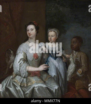 . Signora grazia Carteret (1713-1755), contessa di Dysart con un bambino (Lady Frances Tollemache?, 1738-1807), e un nero Servo, Cacatua e Spaniel . 1740 circa. Eccardt - Grazia Carteret, contessa di Dysart con un bambino Foto Stock