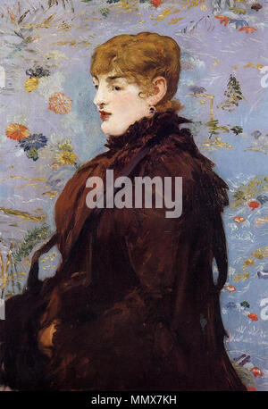 . Français : Tableau ni signé, ni daté (les esperti le font remonter à 1882 et le placent dans un ensemble de quatre panneaux sur le thème Des Quatre Saisons, Seul le Printemps subsistant), il représente le modèle de Manet, Méry Laurent. Se détachant sur onu fond bleu brodé de chrysanthèmes, elle porte une fourrure du couturier Charles Frederick vale la pena. Mise aux enchères en 1883, la toile est acquise par 1550 franchi Méry par Laurent qui la lègue au Musée de Nancy. Automne, Méry Laurent. 1882. Edouard Manet Automne Mery Laurent Foto Stock