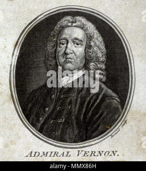 . Deutsch: Edward Vernon (1684-1757), Vizeadmiral der Royal Navy und Mitglied des Britischen Parlaments. Inglese: Edward 'Old Grog' Vernon (1684-1757), ammiraglio inglese . Il XVIII secolo. Edward-vernon-1 Foto Stock