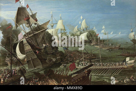 La battaglia di Lepanto. 1622. Andries Van Eertvelt (cerchio) - La battaglia di Lepanto (1622) Foto Stock