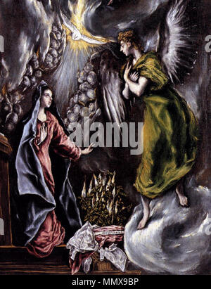 L'Annunciazione (dettaglio). tra il 1596 e il 1600. El Greco - l'Annunciazione (dettaglio) - WGA10518 Foto Stock