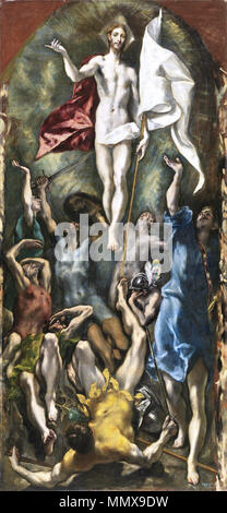 . Español: La obra rappresentanouna un Jesucristo resucitado. Spagnolo: La Resurrección de Cristo la risurrezione. Tra il 1597 e il 1600. El Greco - La risurrezione - WGA10530 Foto Stock