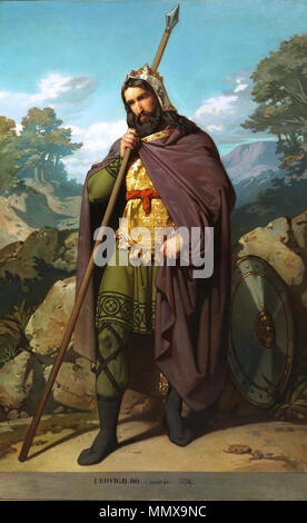 . Español: Retrato imaginario del rey Leovigildo († 586), que fue hijo del Conde Liuverico y hermano del rey visigodo Liuva I, a quien sucedió en el trono. El Rey Leovigildo. tra circa 1854 e circa 1855. El Rey Leovigildo (Museo del Prado) Foto Stock