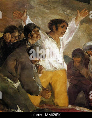 Deutsch: Erschießung der Aufständischen am 3. Mai 1808 a Madrid inglese: il terzo di maggio Español: El Tres de Mayo Italiano: Il 3 maggio 1808 . 1814. El tres de mayo (detalle) Foto Stock