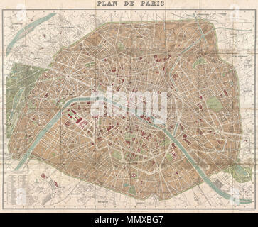 . Inglese: una rara ed estremamente accattivante Mappa di Parigi, Francia disegnata da A. Vuillemin e rilasciato dalla Librarie Hachette nel 1894. Prelevate subito dopo il 1889 Exposition Universelle, questa è una delle prime mappe di Parigi per raffigurare la Torre Eiffel. Considerando la sua data, anche questa è probabilmente una delle ultime pentole di Parigi per essere rilasciati con la mano piuttosto che la colorazione della macchina. Copre la vecchia città murata di Parigi dal Bois de Boulogne a ovest per il Bois de Vincennes in oriente. Tutte le strade sono etichettati come sono vari giardini, linee ferroviarie, parchi e importanti edifici tra cui th Foto Stock