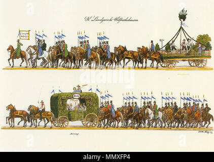 . Deutsch: Darstellung des Jubiläumsfestzugs zum 25-jährigen Bestehen des Oktoberfests . 1835. Gustav Wilhelm Kraus (1804-1852) nomi alternativi Gustav Wilhelm Kraus Descrizione pittore tedesco Data di nascita e morte 30 Agosto 1804 15 Novembre 1852 Luogo di nascita e morte di Passau Monaco di Baviera la posizione di lavoro della Baviera, Austria autorità controllo : Q1357302 VIAF:?ISNI 34729706:?0000 0000 6661 759X ULAN:?500030727 LCCN:?no2013098102 GND:?118566253 WorldCat Festzug 1835 10 Foto Stock