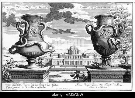 . Inglese: Illustrazione da 'Entwurff einer historischen Architettura" (progetto di una architettura storica). Due vasi greci. Deutsch: Illustrazione aus 'Entwurff einer historischen architettura". Zwei griechische Vasen. . 1721. Johann Bernhard Fischer von Erlach (1656-1723) nomi alternativi Fischer, Johann Bernhard (fino al 1696) Descrizione Austrian architetto e scultore Data di nascita e morte 20 Luglio 1656 5 aprile 1723 Luogo di nascita e morte Graz Vienna posizione Lavoro Salisburgo, Wien competente controllo : Q84305 VIAF:?100183205 ISNI:?0000 0000 8346 1566 ULAN:?500011889 LCCN:?N50003095 Foto Stock