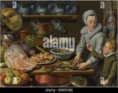 . La Cucina La cucina di scena scena. inizio 1620 s. Floris van Schooten - Cucina scena Foto Stock