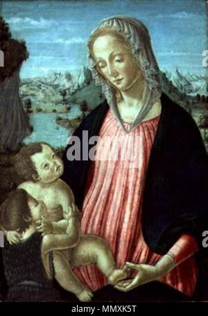 Inglese: Madonna con Bambino e San Giovanni Battista . Dal 1470 fino al 1480. Francesco Botticini - Madonna col Bambino e San Giovanni Battista Foto Stock