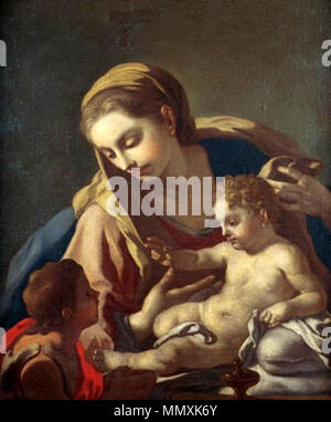 Madonna con Bambino e Neonato San Giovanni Battista. Il XVIII secolo. Francesco De Mura (1696-1782) - Madonna e sjbatista - ost77x64 Foto Stock