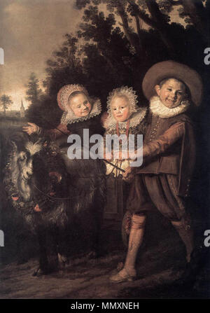 Tre bambini con un carrello di capra. circa 1620. Frans Hals - tre bambini con un carrello di Capra - WGA11064 Foto Stock