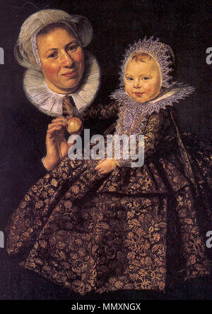 . Nederlands: geen rechten meer wegens ouderdom Schilderij van Catharina Hooft toen ze nog een tipo porta era nl:Frans Hals nl:en:Immagine:Catharina Hooft con la nutrice WGA.jpg Catharina Hooft con la sua balia. circa 1619-1620. Frans Hals Kindermode Foto Stock